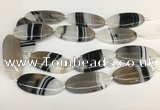 CAA3996 15.5 inches 25*55mm oval line agate gemstone beads