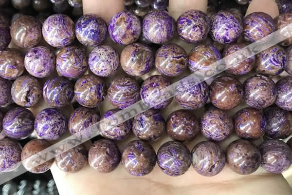 CAA4005 15.5 inches 14mm round purple crazy lace agate beads