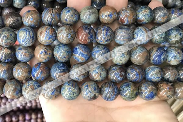 CAA4012 15.5 inches 12mm round blue crazy lace agate beads