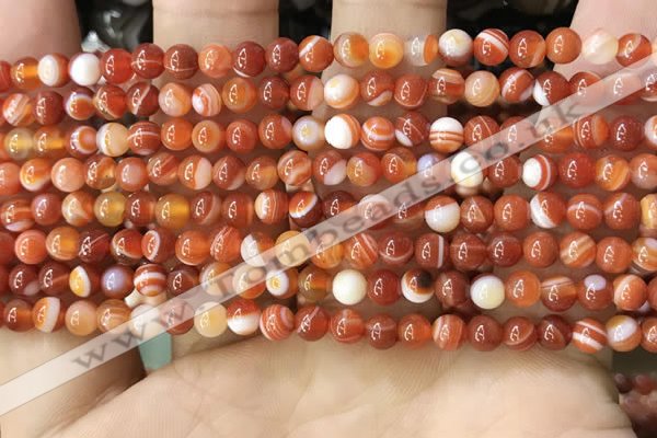 CAA4025 15.5 inches 4mm round line agate beads wholesale