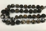 CAA4057 15*16mm - 16*17mm faceted nuggets chrysanthemum agate beads