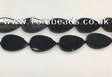 CAA4071 15.5 inches 30*50mm flat teardrop black agate gemstone beads