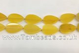 CAA4077 15.5 inches 30*50mm flat teardrop yellow agate gemstone beads