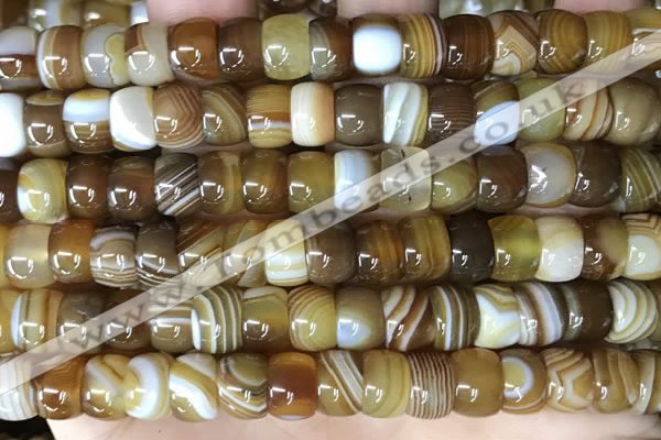 CAA4147 15.5 inches 6*9mm rondelle line agate beads wholesale