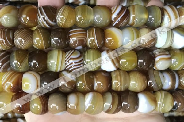 CAA4148 15.5 inches 10*13mm rondelle line agate beads wholesale