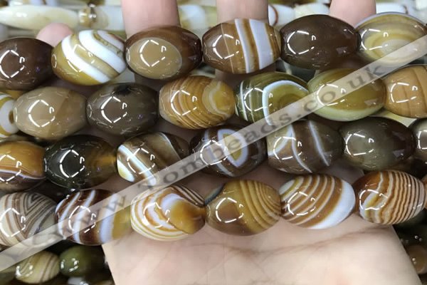 CAA4162 15.5 inches 15*20mm rice line agate beads wholesale