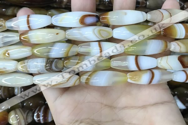 CAA4166 15.5 inches 10*30mm rice line agate beads wholesale