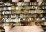 CAA4195 15.5 inches 8*15mm carved drum line agate gemstone beads