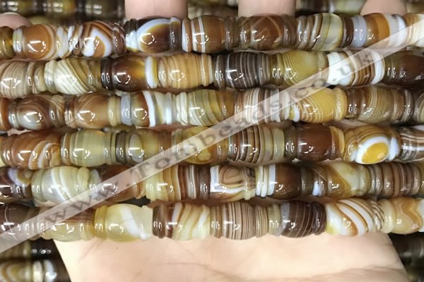 CAA4196 15.5 inches 9*14mm carved drum line agate gemstone beads