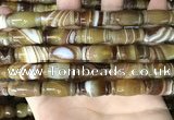 CAA4197 15.5 inches 10*20mm carved drum line agate gemstone beads