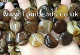 CAA4207 15.5 inches 20mm flat round line agate beads wholesale