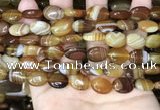 CAA4211 15.5 inches 10*14mm oval line agate beads wholesale