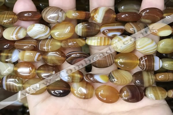 CAA4212 15.5 inches 12*16mm oval line agate beads wholesale