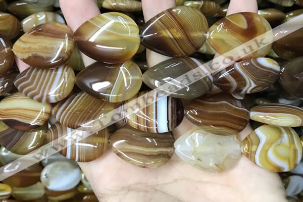 CAA4222 15.5 inches 22*30mm flat teardrop line agate beads wholesale