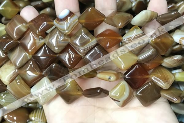 CAA4233 15.5 inches 14*14mm diamond line agate beads wholesale