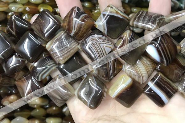CAA4235 15.5 inches 18*18mm diamond line agate beads wholesale