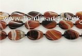 CAA4301 15.5 inches 25*30mm twisted oval line agate beads