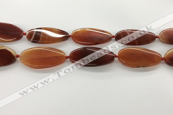 CAA4311 15.5 inches 25*50mm twisted oval line agate beads