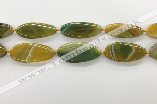 CAA4313 15.5 inches 25*50mm twisted oval line agate beads