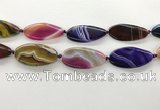 CAA4315 15.5 inches 25*50mm twisted oval line agate beads