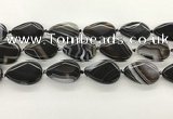 CAA4318 15.5 inches 25*35mm twisted flat teardrop line agate beads