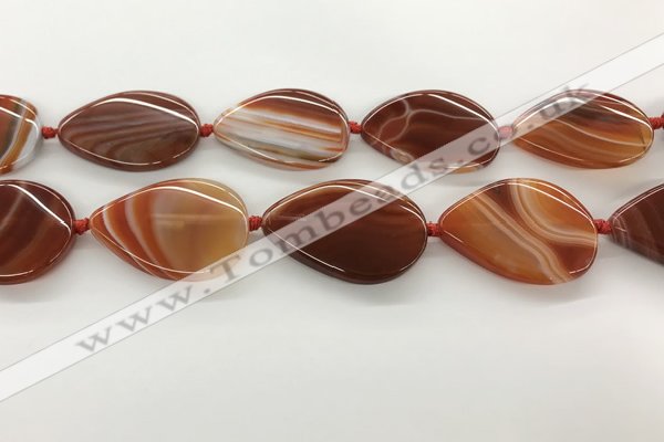 CAA4320 15.5 inches 30*40mm twisted oval line agate beads