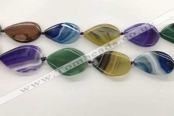 CAA4323 15.5 inches 30*40mm twisted oval line agate beads