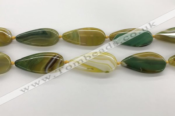 CAA4326 15.5 inches 25*50mm flat teardrop line agate beads