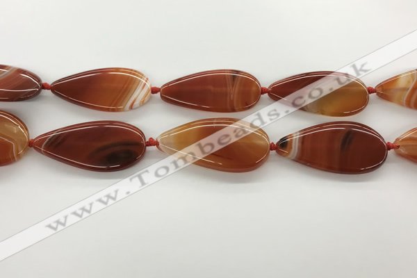 CAA4330 15.5 inches 25*50mm flat teardrop line agate beads