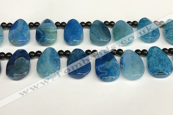 CAA4364 Top drilled 20*30mm freeform dragon veins agate beads