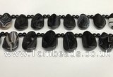 CAA4369 Top drilled 20*30mm freeform black banded agate beads