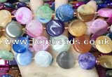 CAA4406 15.5 inches 20mm flat round agate druzy geode beads