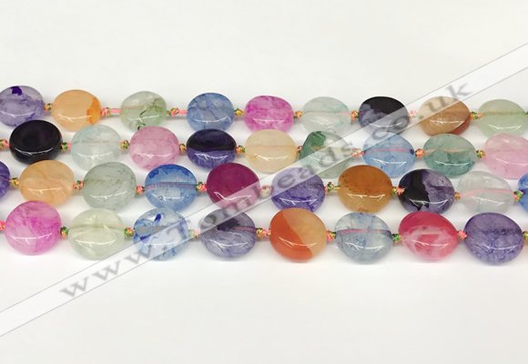 CAA4419 15.5 inches 15mm flat round agate druzy geode beads