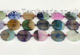 CAA4428 15.5 inches 25mm flat round agate druzy geode beads