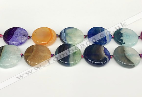 CAA4429 15.5 inches 30mm flat round agate druzy geode beads