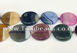 CAA4430 15.5 inches 35mm flat round agate druzy geode beads