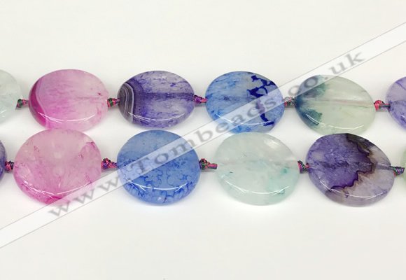 CAA4434 15.5 inches 30mm flat round agate druzy geode beads