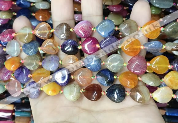 CAA4453 15.5 inches 12*12mm flat teardrop dragon veins agate beads