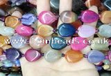 CAA4475 15.5 inches 15*20mm flat teardrop dragon veins agate beads