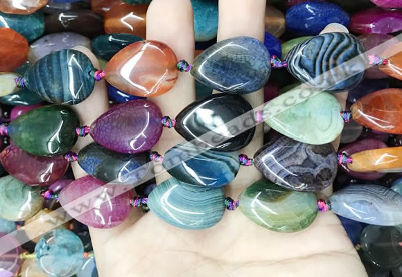 CAA4478 15.5 inches 18*25mm flat teardrop dragon veins agate beads