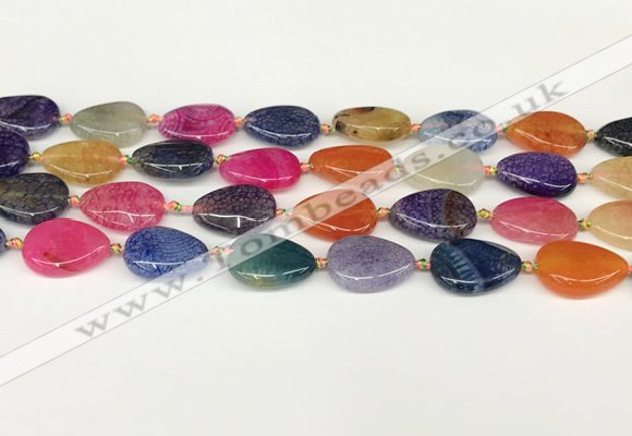 CAA4493 15.5 inches 15*20mm flat teardrop dragon veins agate beads