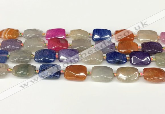 CAA4524 15.5 inches 13*18mm faceted rectangle dragon veins agate beads