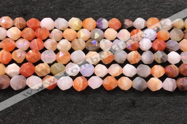 CAA4576 15.5 inches 8mm faceted nuggets mixed botswana agate beads