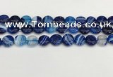 CAA4593 15.5 inches 12mm flat round banded agate beads wholesale