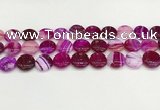 CAA4598 15.5 inches 14mm flat round banded agate beads wholesale