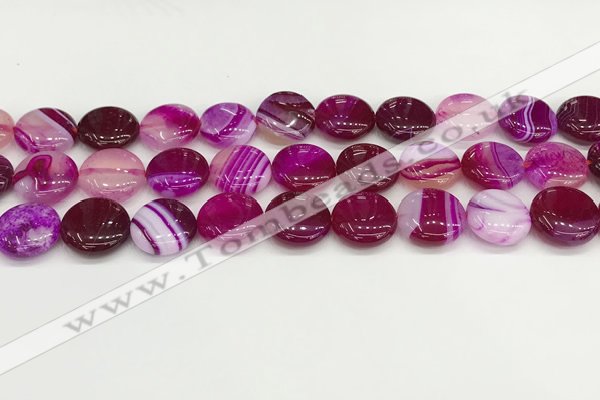 CAA4598 15.5 inches 14mm flat round banded agate beads wholesale