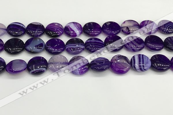 CAA4605 15.5 inches 16mm flat round banded agate beads wholesale