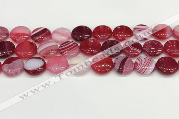 CAA4607 15.5 inches 16mm flat round banded agate beads wholesale