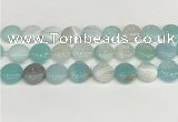 CAA4608 15.5 inches 16mm flat round banded agate beads wholesale