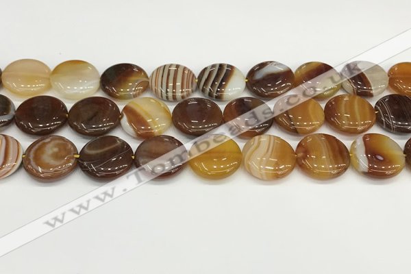 CAA4612 15.5 inches 18mm flat round banded agate beads wholesale